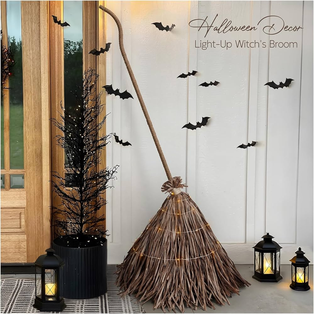 Halloween Decorations - Fall Decor for Home - 5.2 Ft Giant Light-Up Witches Broom - Rustic Farmho... | Amazon (US)