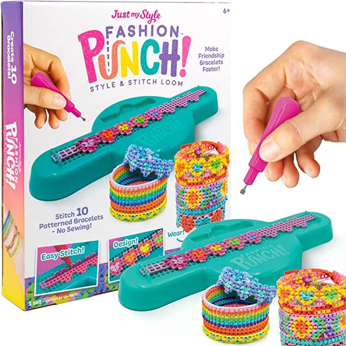 Just My Style Fashion Punch Style & Stitch Loom, Friendship Bracelet Kit, Jewelry Making Activity... | Amazon (US)
