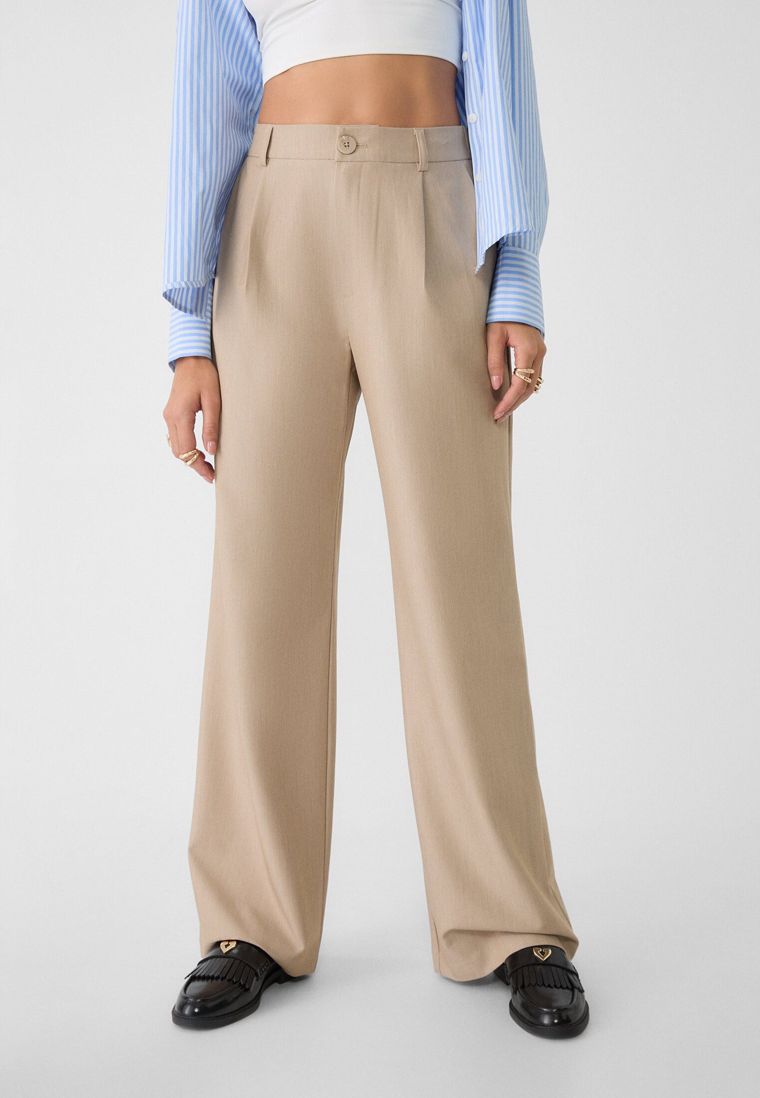 Smart straight-leg trousers | Stradivarius (UK)