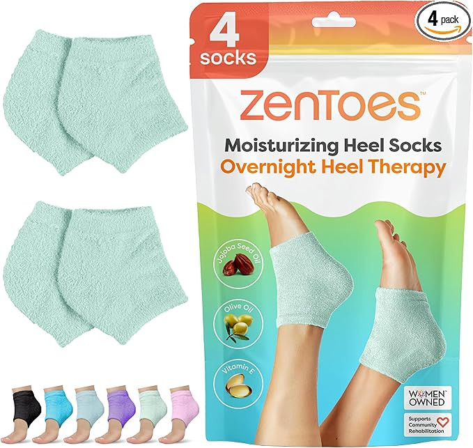 ZenToes Moisturizing Socks for Cracked Heel Treatment, Vitamin E, Olive Oil and Jojoba Oil Heel S... | Amazon (US)