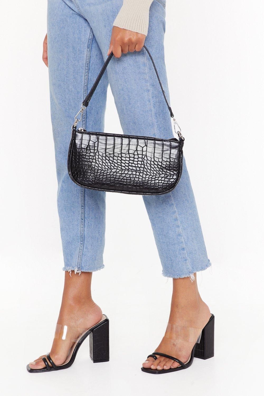 WANT You'll Be Back Faux Leather Croc Shoulder Bag | NastyGal (US & CA)