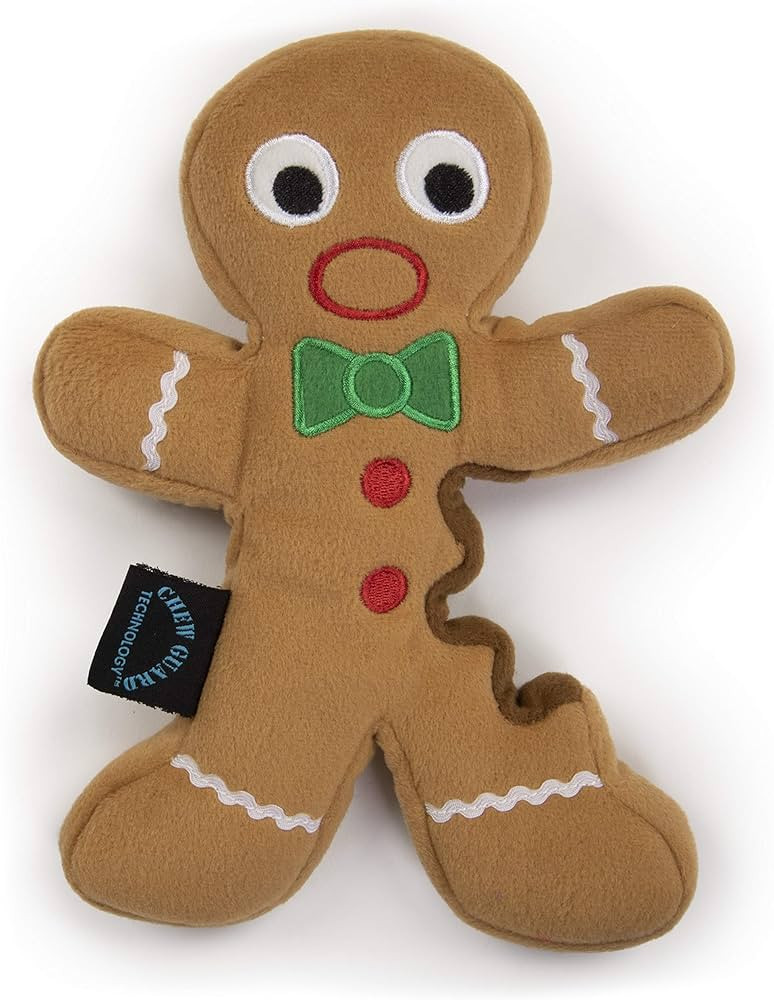 goDog Christmas Gingerbread Man Squeaky Plush Dog Toy, Chew Guard Technology - Brown, Large | Amazon (US)