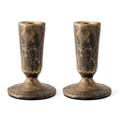 Handcrafted Black Gold Taper Candle Holders Set of 2