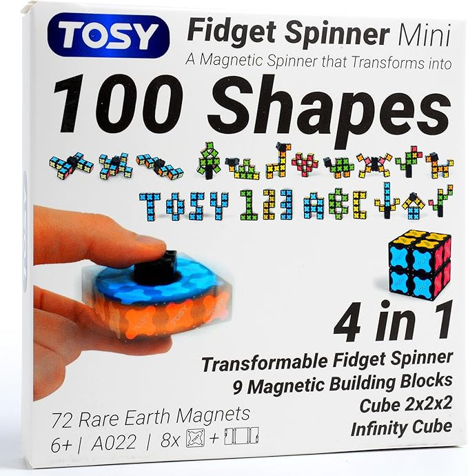 TOSY Magnet Fidget Spinner Mini - 8 Blocks, 3 in 1 Toy: Transformable Fidget Spinner, Infinity Cu... | Amazon (US)