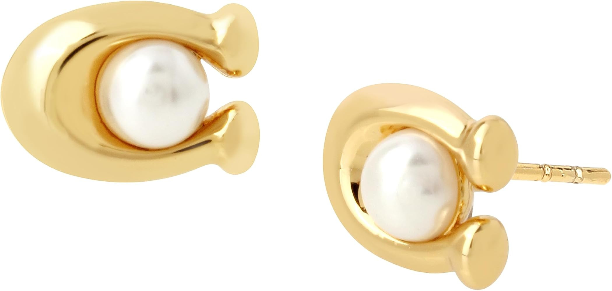 COACH Pearl C Stud Earrings | Amazon (US)