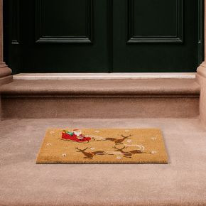 Light-Up Santa's Sleigh Doormat | West Elm (US)