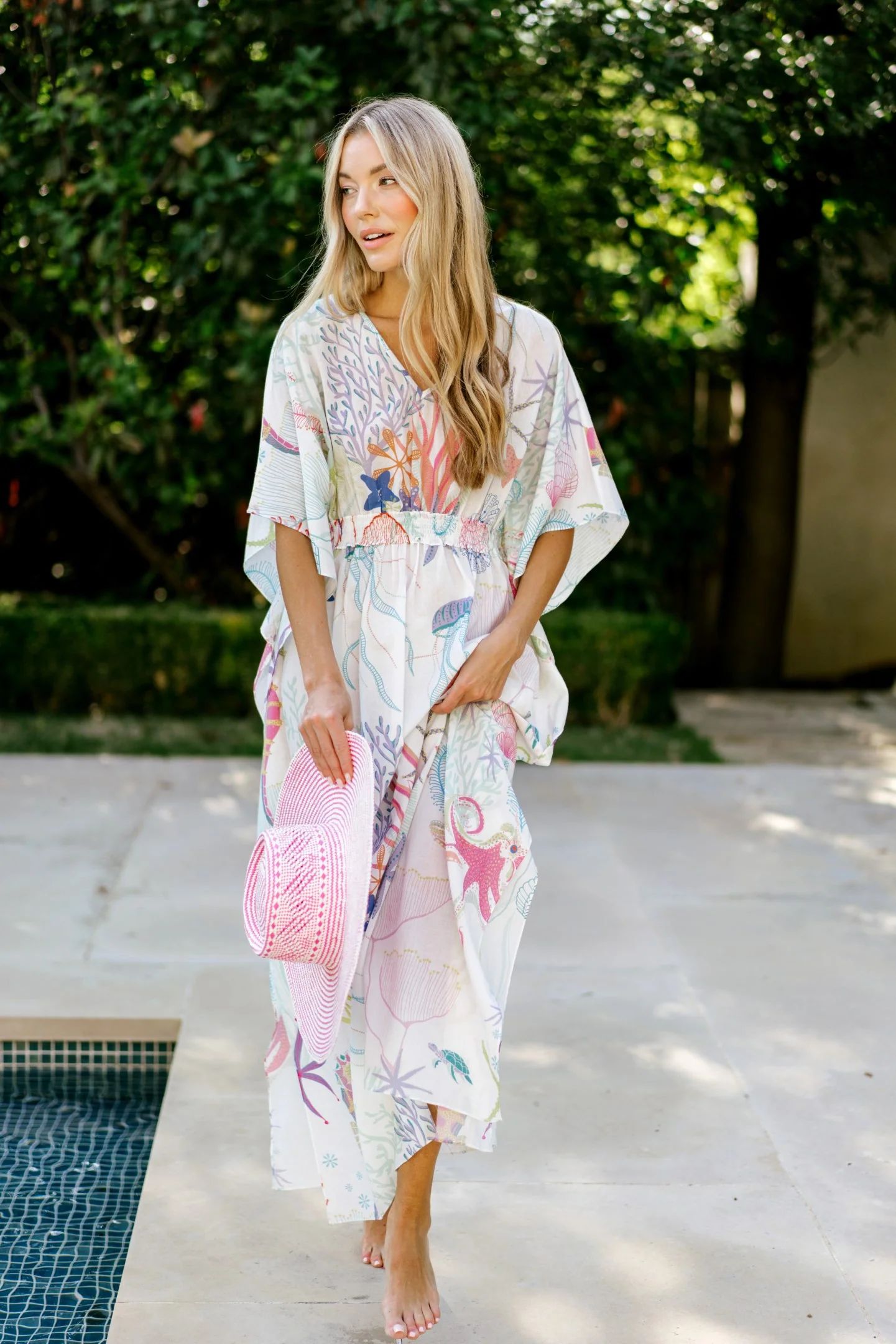 Christy Caftan in Under the Sea White | Sheridan French