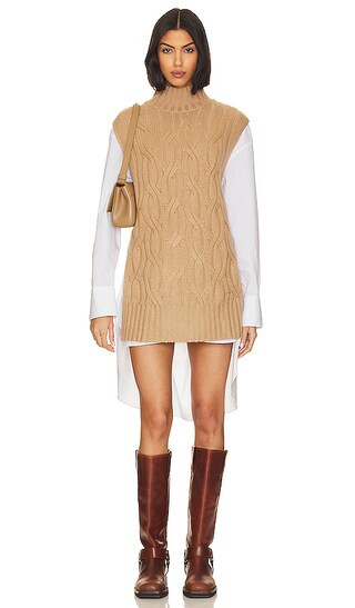 Chunky Cable Sleeveless Tunic in Camel | Revolve Clothing (Global)