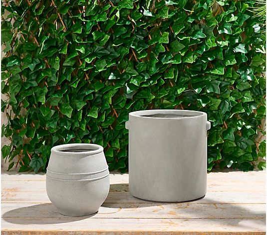 Set of 2 10" and 14" Fiberclay Planters by Lauren McBride | QVC
