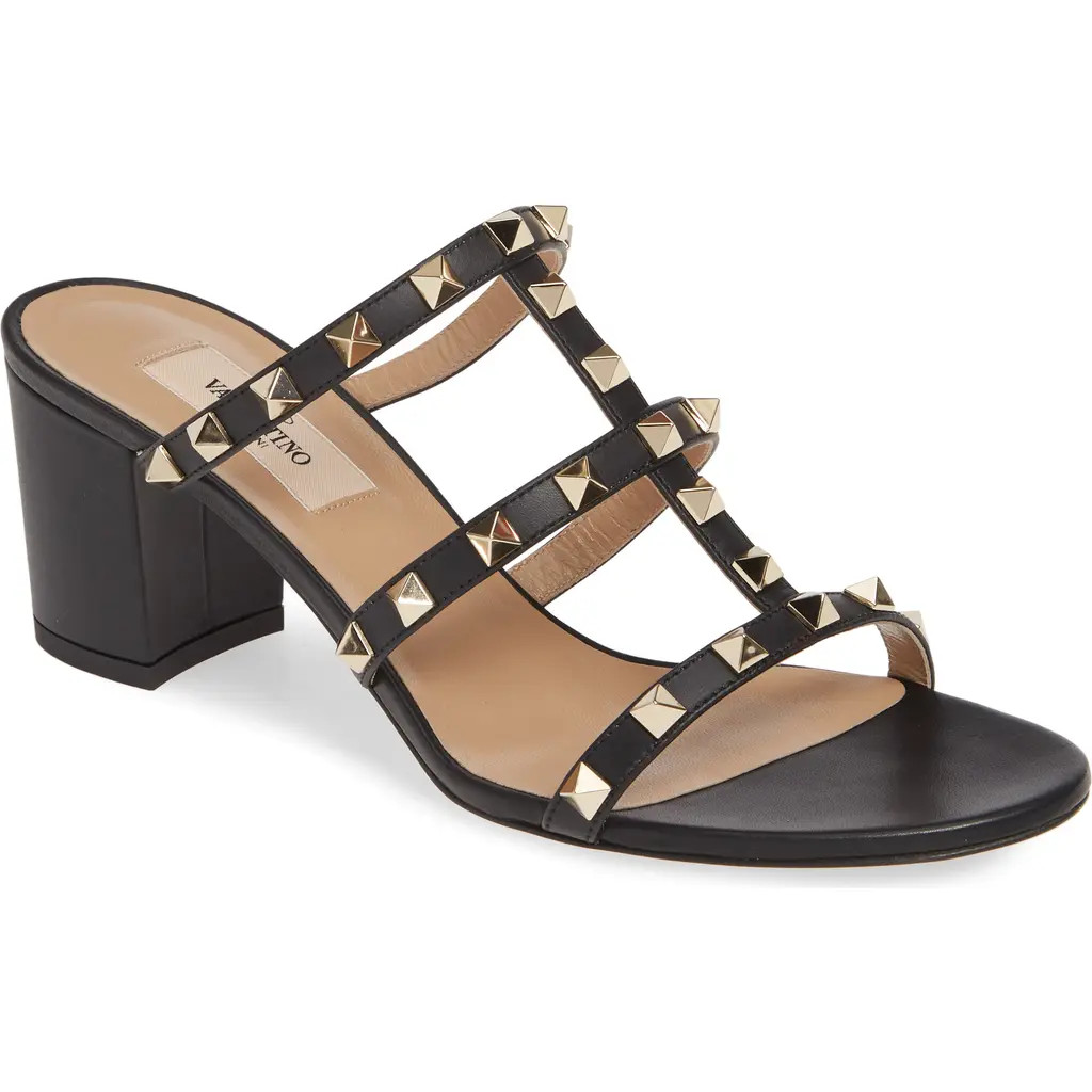 Valentino Garavani Rockstud Slide Sandal in 0No Nero at Nordstrom, Size 6.5Us | Nordstrom