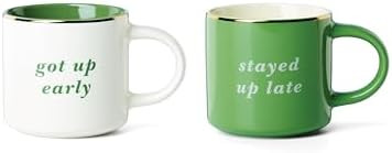 kate spade new york Got Up Early & Stayed Up Late, Mugs, Set of 2, Green | Amazon (US)