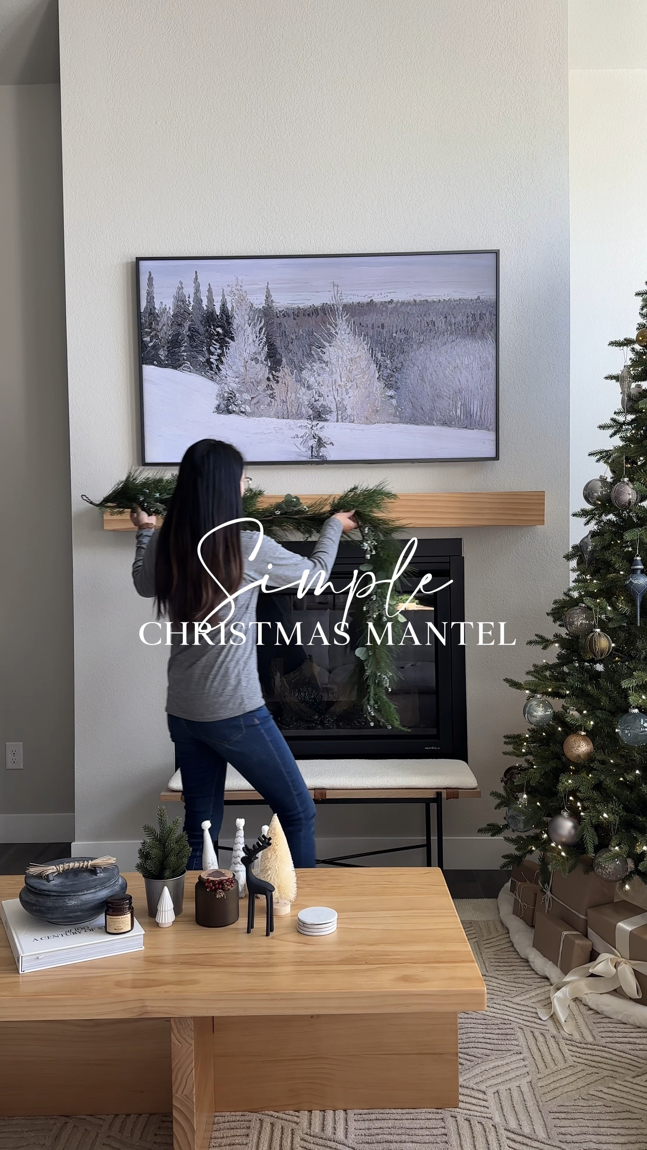 Simple Christmas mantel with some garland, bells, stockings, and a cute pillow. 

Home decor, Christmas decor, Christmas tree, Christmas mantel, Christmas pillow 

#LTKSeasonal #LTKHoliday #LTKhome