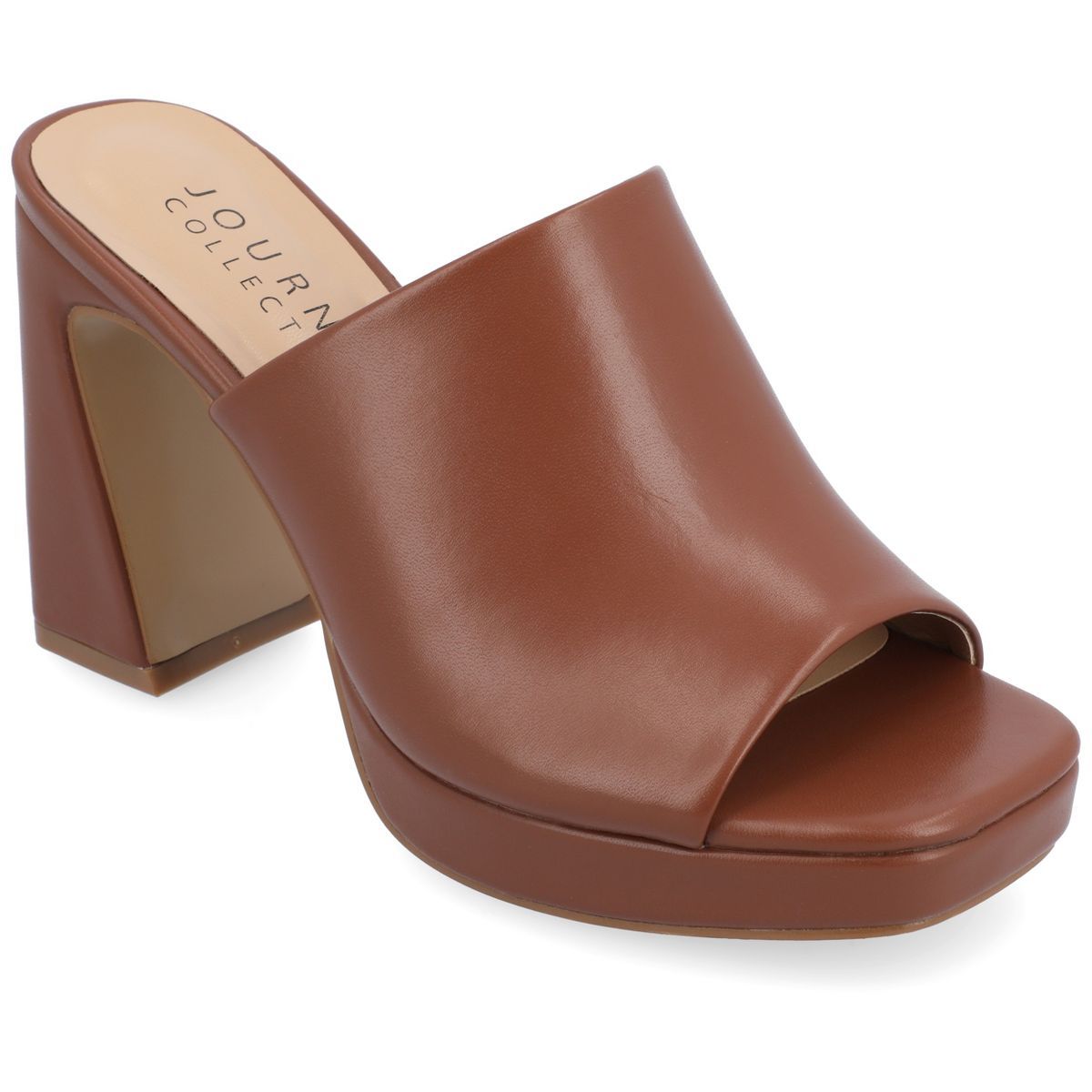 Journee Collection Womens Ezzlynn Structured Heel Slip On Platform Sandals | Target