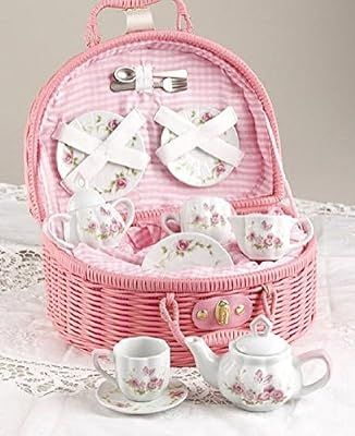 Delton Products Rose Tea Set for 2, Pink | Amazon (US)