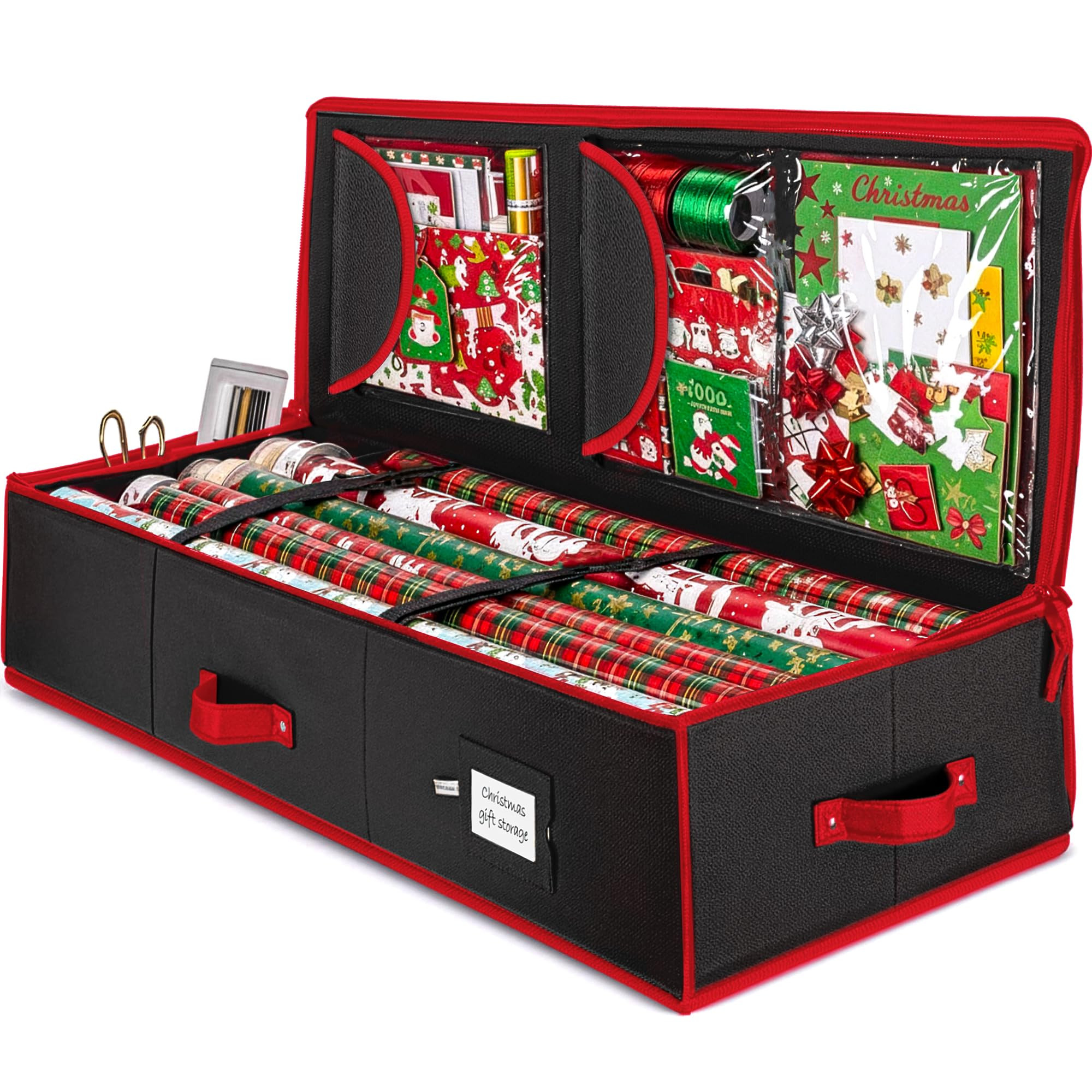 ZOBER Gift Wrapping Paper Organizer Storage - 40" Gift Wrap Storage Containers with Interior Pock... | Amazon (US)