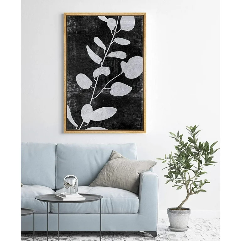 PixonSign Framed Botanical Wall Art Silver Fern Leaves Floral Illustration Canvas Print Minimalis... | Walmart (US)