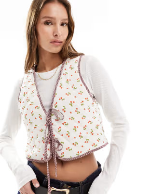 The Frolic strawberry print reversible quilted gilet in multi | ASOS | ASOS (Global)