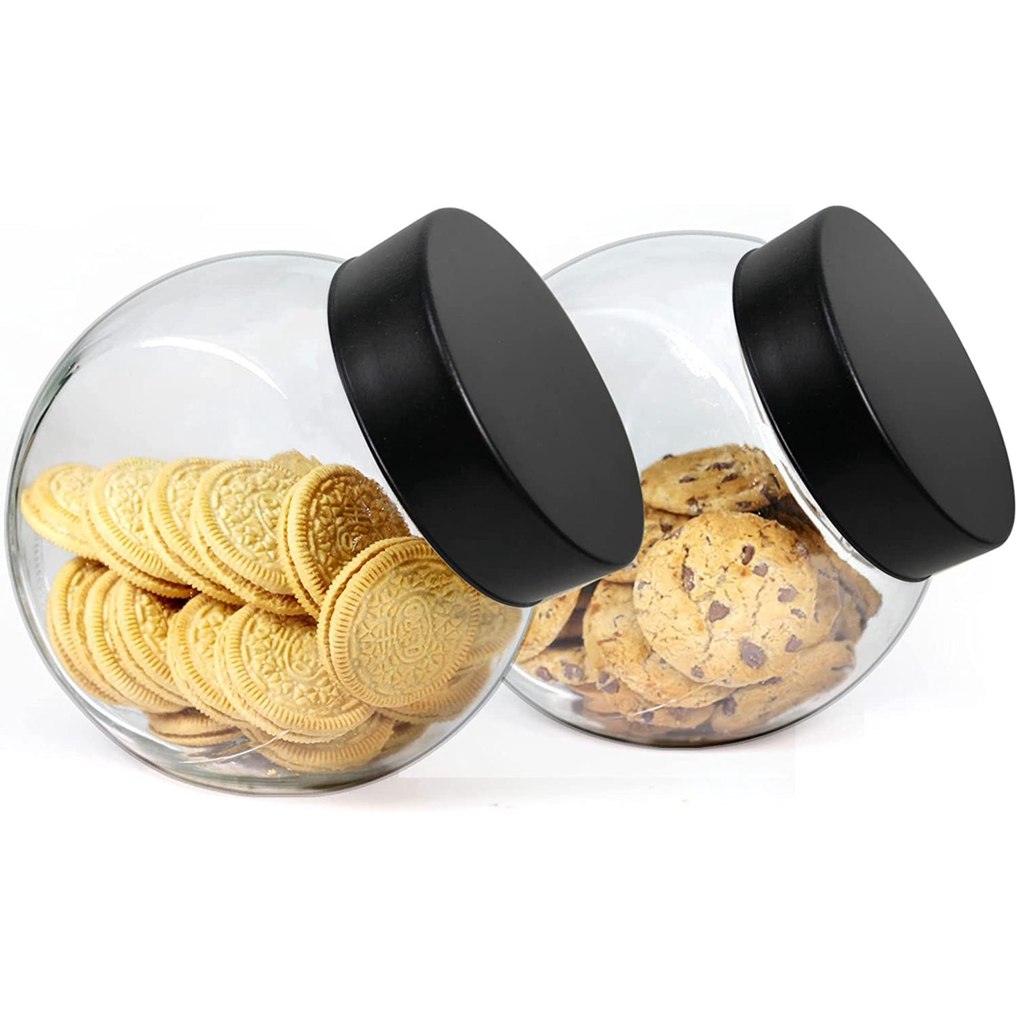 Glass Penny Jars with Black Lids EcoEvo, Glass Cookie Jars, Glass Candy Jars, Glass Food Storage ... | Walmart (US)
