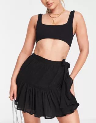 ASOS DESIGN rara beach skirt in black | ASOS (Global)