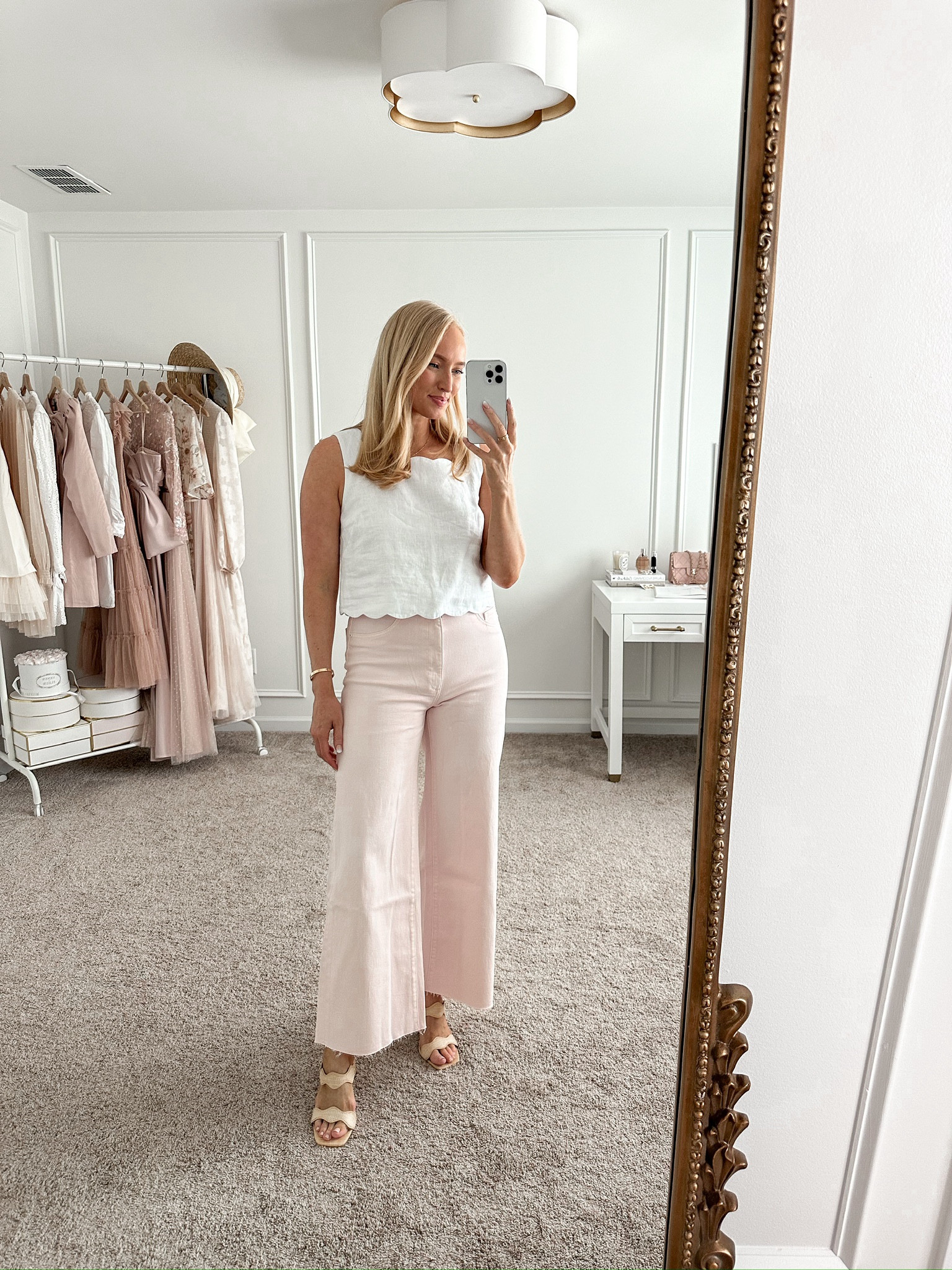 The prettiest summer date night outfit! Wearing size small in the top and size 28 in the jeans! Summer outfits // date night outfits // summer tops // wide leg denim // colored denim // Abercrombie tops // Abercrombie fashion 

#LTKStyleTip #LTKParties #LTKSeasonal