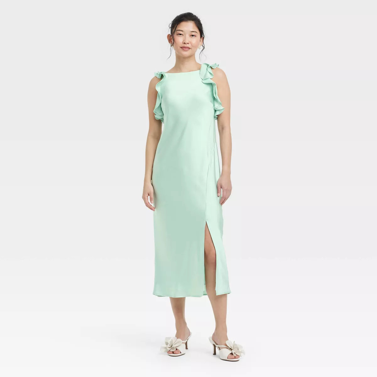 Women's Ruffle Sleeve Satin Maxi Dress - A New Day™ | Target