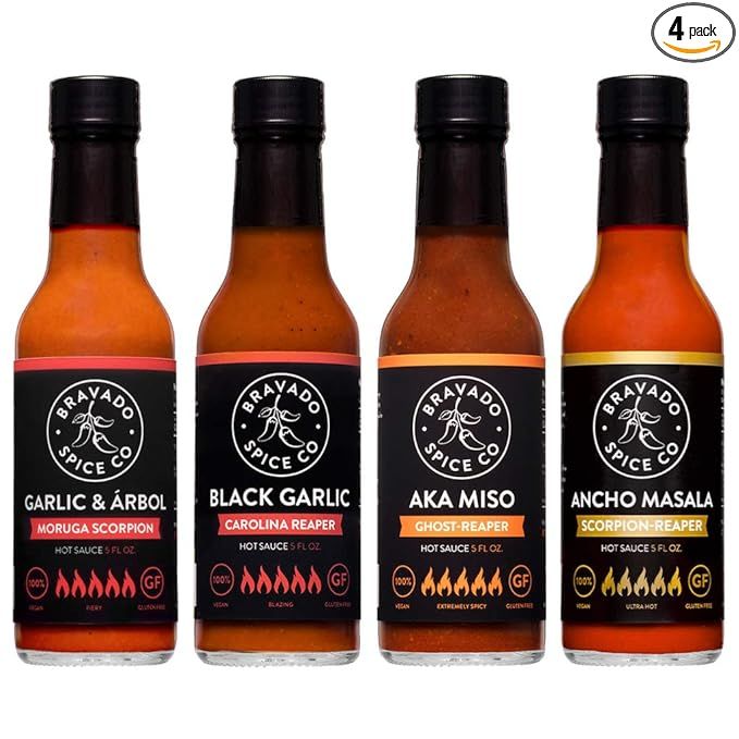 Super Hot Bundle By Bravado Spice Gluten Free, Vegan, Low Carb, Paleo Hot Sauce All Natural 5 oz ... | Amazon (US)