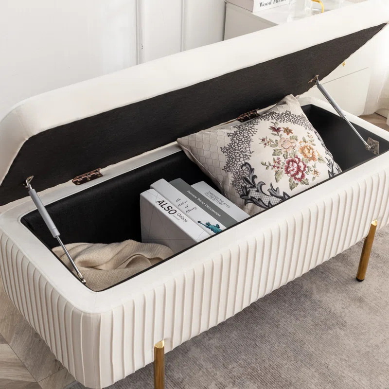 Miajah Velvet Upholstered Flip Top Storage Bench | Wayfair North America