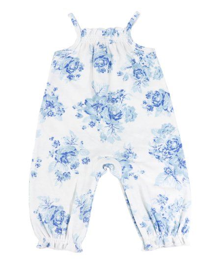 Blue Rose Toile Smocked Overalls - Newborn | Zulily