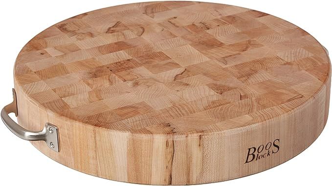 John Boos Block CCB183-R-H Maple Wood End Grain Round Cutting Board with Stainless Steel Handles,... | Amazon (US)