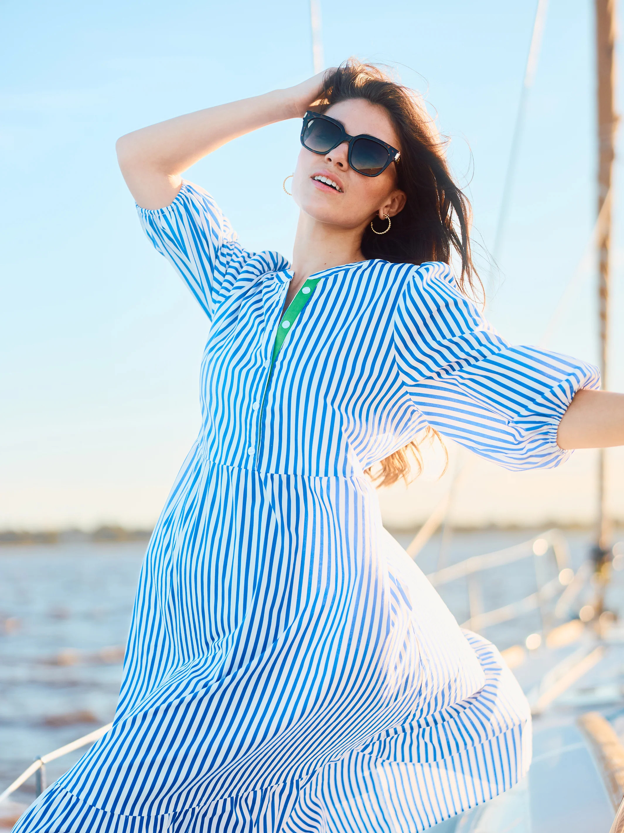 Riley Dress | Lined Up Blue | Mary Square