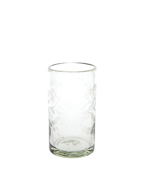 Etched Tall Glass - Clear Flower | The Little Market