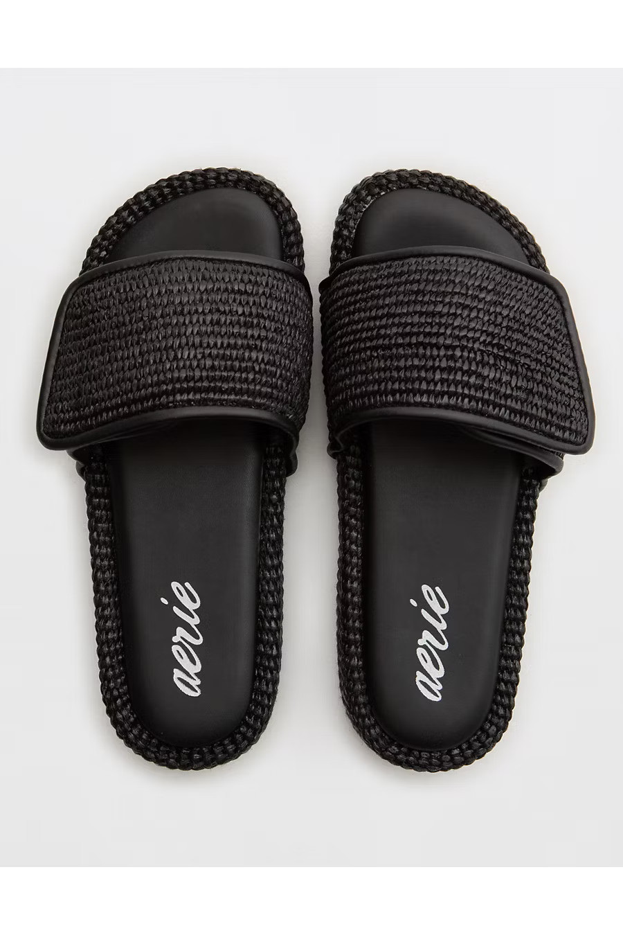 Aerie Straw Sandal Women's True Black 9 | Aerie