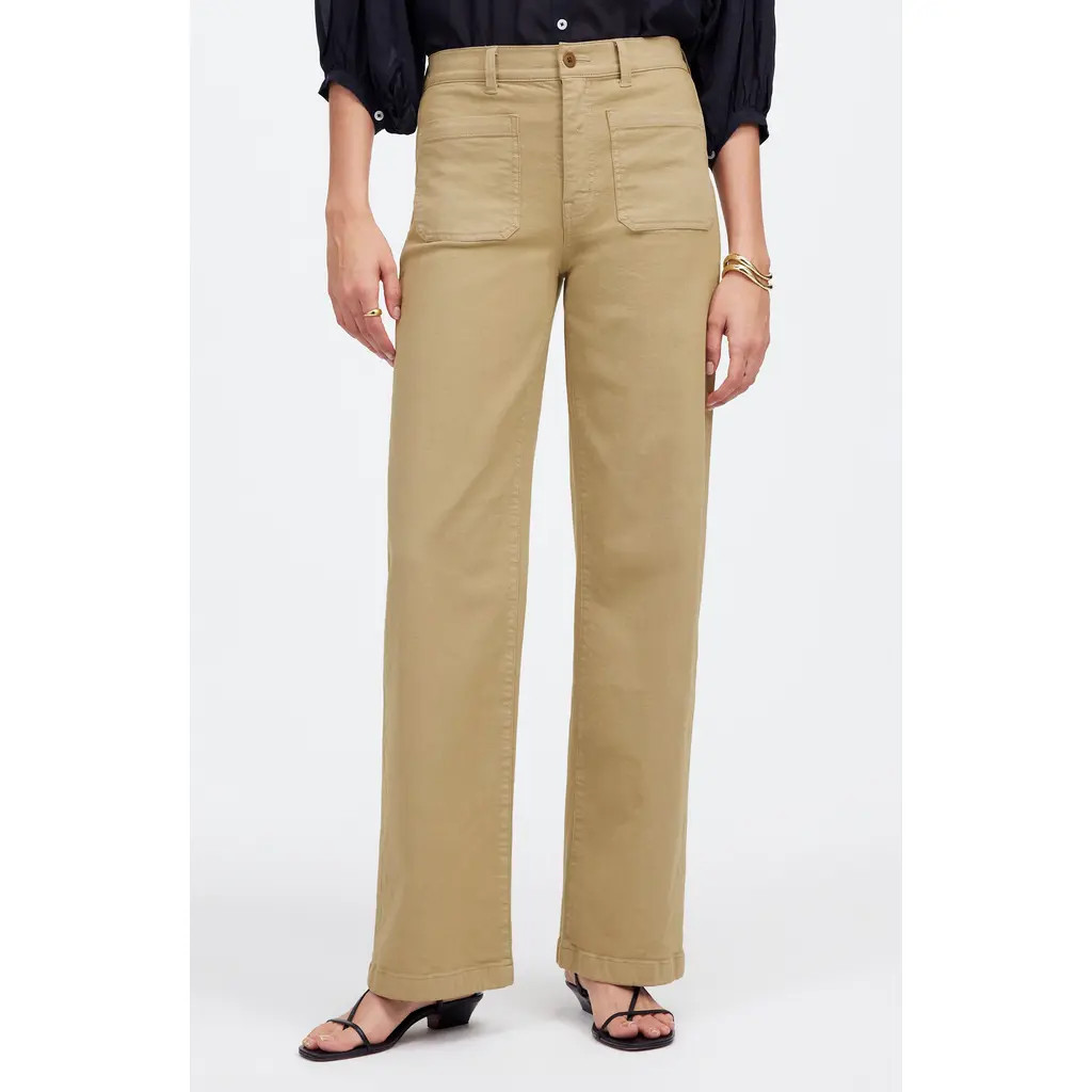 Madewell The Emmett Patch Pocket Wide Leg Pants in Heritage Khaki at Nordstrom, Size 28 | Nordstrom