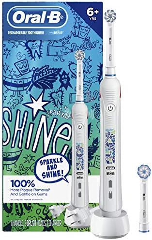 Oral-B Kids Electric Toothbrush with Coaching Pressure Sensor and Timer, New! Sparkle & Shine | Amazon (US)