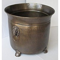 Large Solid Brass Planter With Lion Handles & Feet 14.5""W X 13.5""H | Etsy (US)