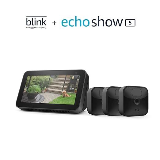 Blink Outdoor 3 Cam Kit bundle with Echo Show 5 (2nd Gen) | Amazon (US)