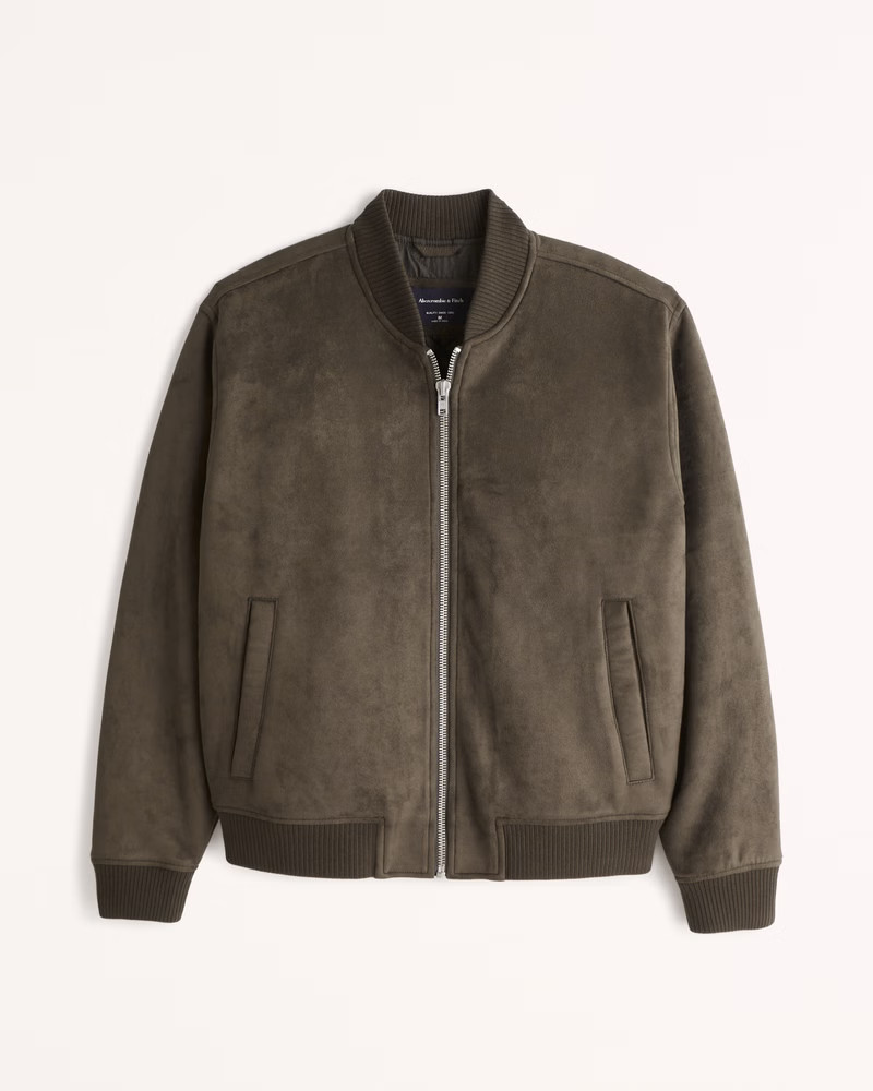Men's Vegan Suede Bomber Jacket | Men's Coats & Jackets | Abercrombie.com | Abercrombie & Fitch (US)