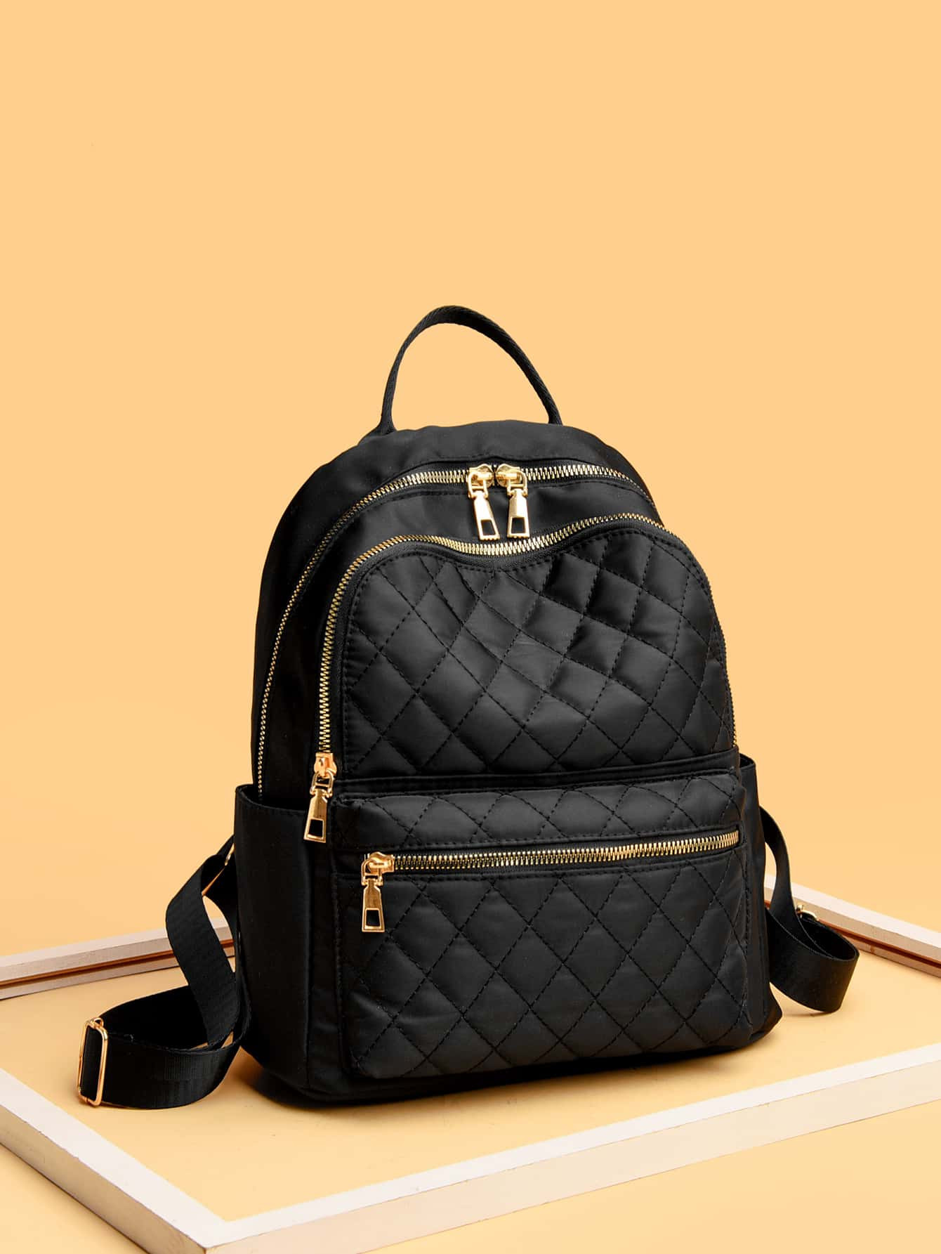 EMERY ROSE Quilted Double Zipper Backpack | SHEIN