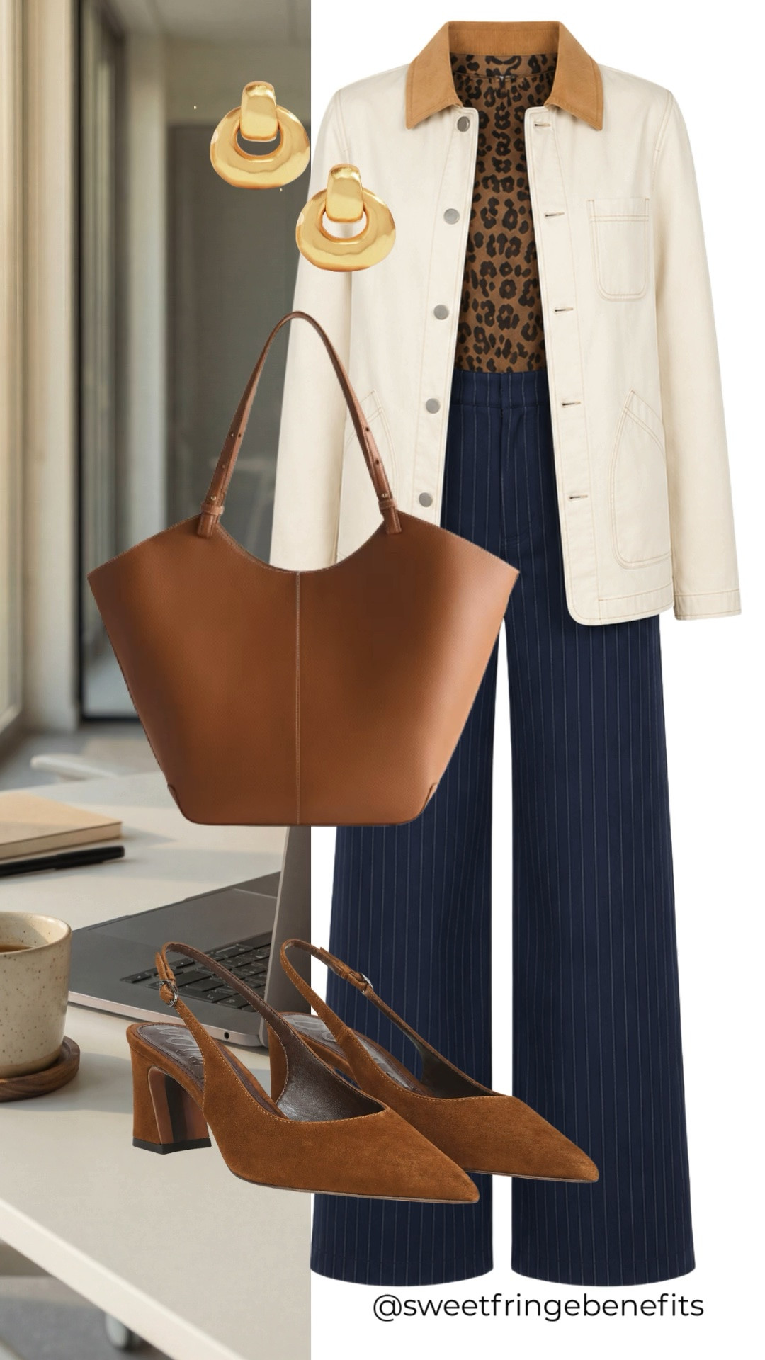 This cream utility jacket and navy wide-leg pants make a polished, versatile combination. The leopard-print top and brown suede slingbacks add just the right amount of personality.

💡 LTK MADE EASY
❤️ Heart = Support my posts!
🔖 Save = Get sale & restock alerts
📋 Lists = Keep favorites organized
📲 Share = Send lists and products to a friend. Hello, Christmas List!
💬 Comment = Ask me anything about what I'm wearing.:-)

#LTKootd #LTKWorkwear #LTKOver40