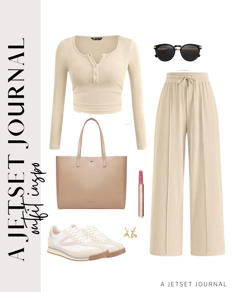 I’m really into this two-piece lounge set from PRETTYGARDEN that goes well with lace-up sneakers. If you love using a bigger bag for travel or work, pair it with this tote bag, then accessorize with polarized sunnies. 

 #LTKSeasonal #LTKSaleAlert #LTKTravel
