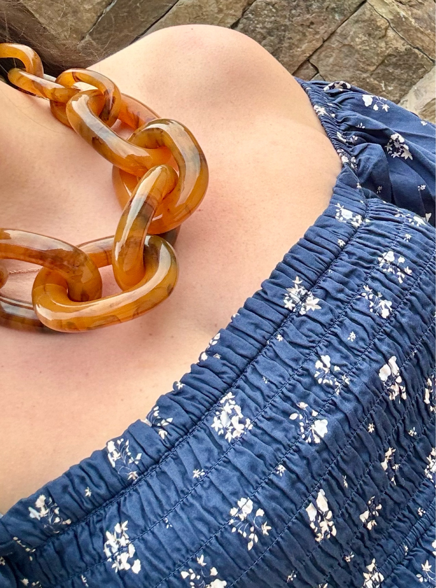 A chunky tortoiseshell necklace that I have been wearing all summer! 