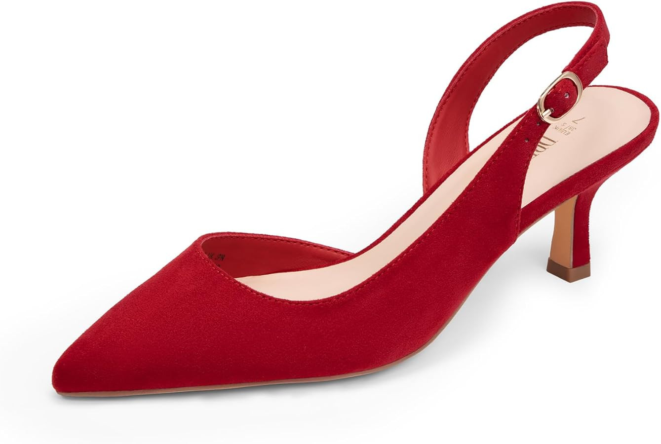 DREAM PAIRS Women's Kitten Heels Slingback Closed Pointed Toe Low Pumps Shoes Women Party Wedding... | Amazon (US)