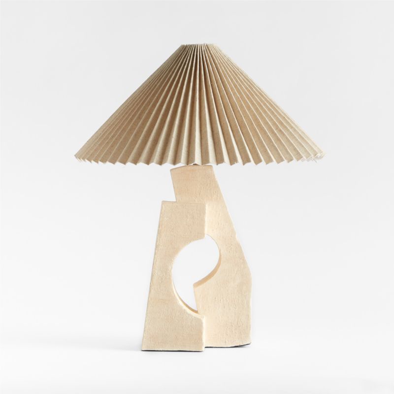 Ruins Cream Ceramic Sculptural Table Lamp with Pleated Shade by Athena Calderone + Reviews | Crat... | Crate & Barrel