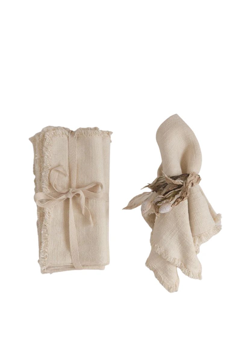 Ivory Fringe Linen Dinner Napkins - Set of 4 | APIARY by The Busy Bee