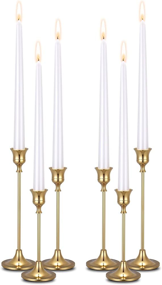 Rozrety Gold Candle Holders Gold Candlestick Holder for Taper Candles - Set of 6 Candle Sticks Ho... | Amazon (US)