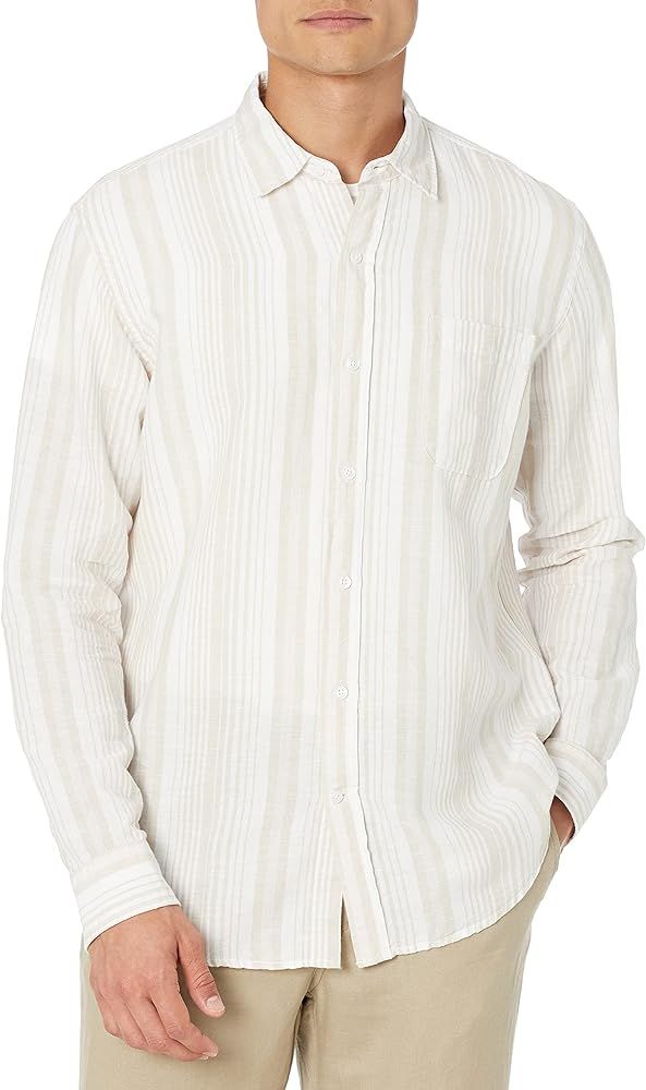 Amazon Essentials Men's Regular-Fit Long-Sleeve Linen Cotton Shirt | Amazon (US)