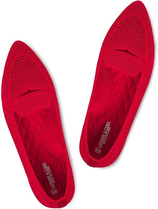 Women's Pointed Toe Penny Loafers | Dressy Ballet Flats for Women | Knit Mesh Slip-on Loafer Shoe... | Amazon (US)
