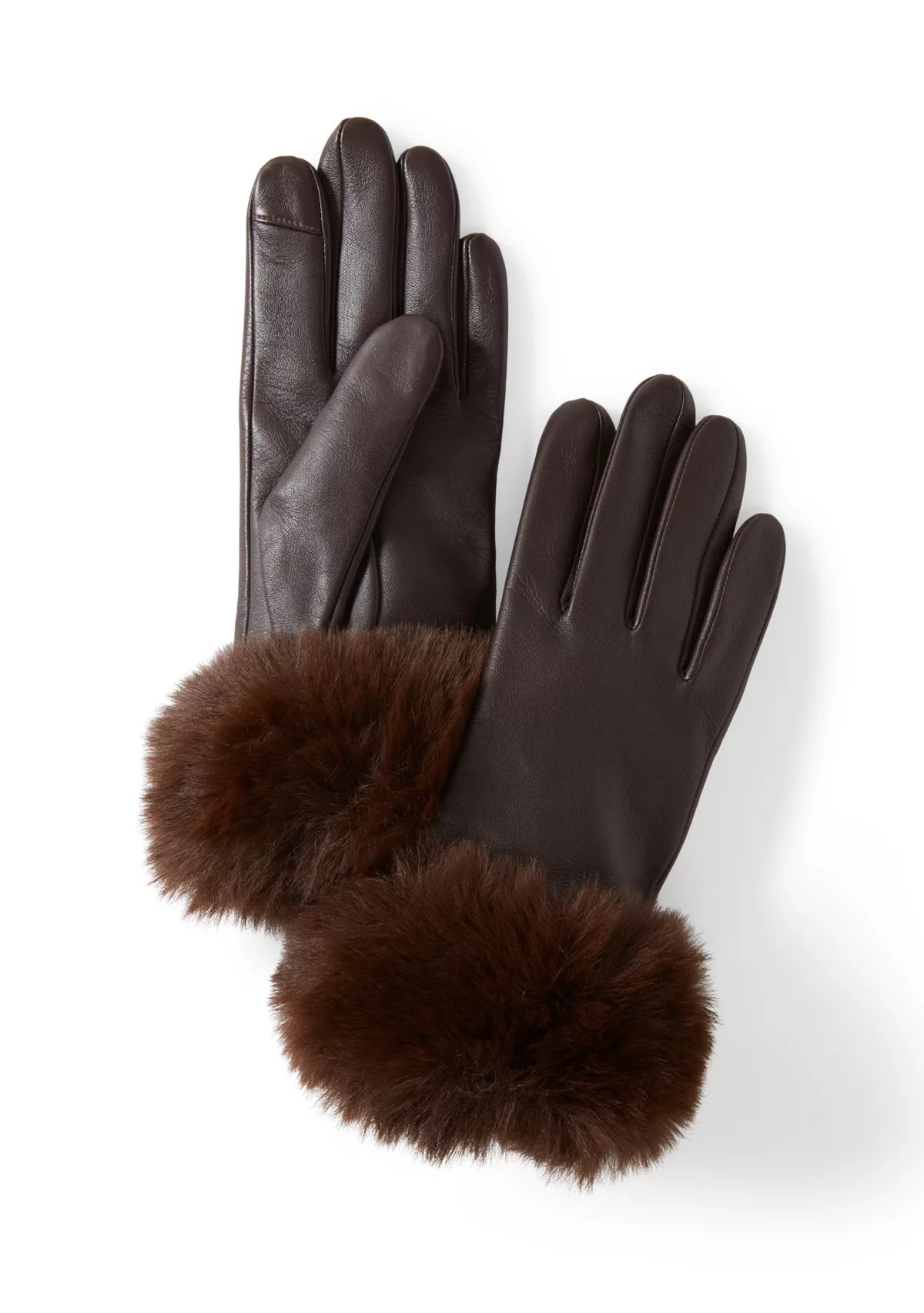 Fur Trimmed Leather Gloves | Belk