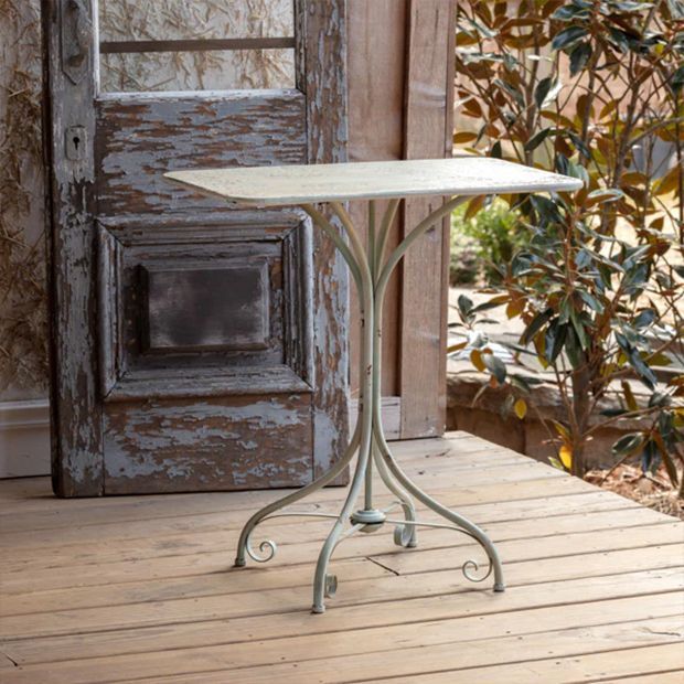 Rustic White Washed Porch Table | Antique Farm House