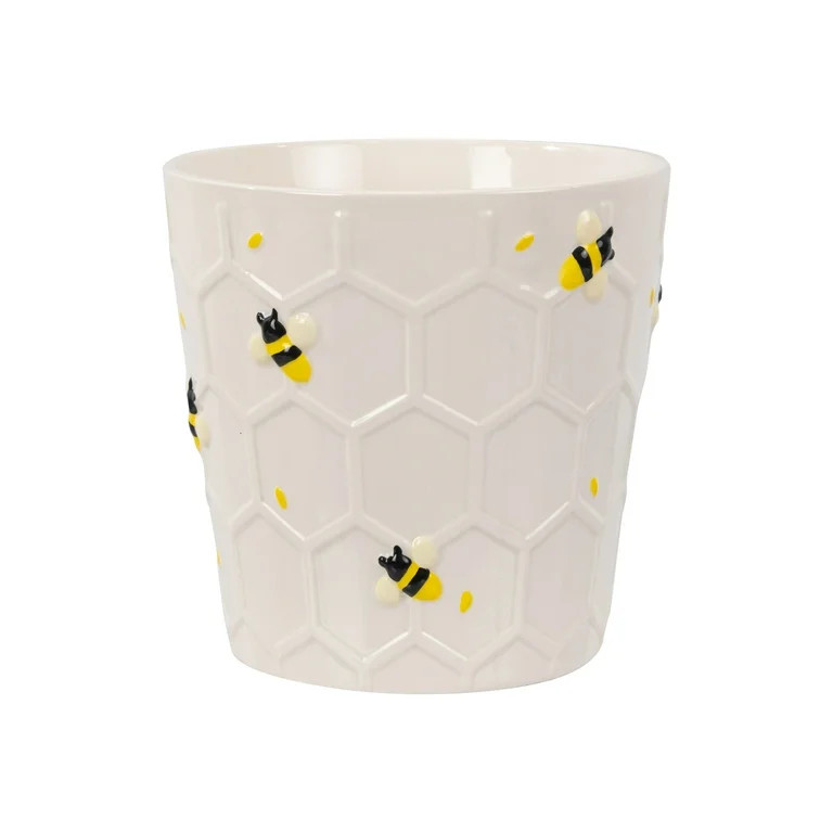 Mainstays 6.25" x 6.25" x 6" Round Cream Ceramic Bee Planter | Walmart (US)
